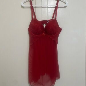 Elegant Red Lace Babydoll Lingerie